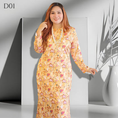 Set Baju Kurung Moden Batik Double Satin Digitel Printed B1