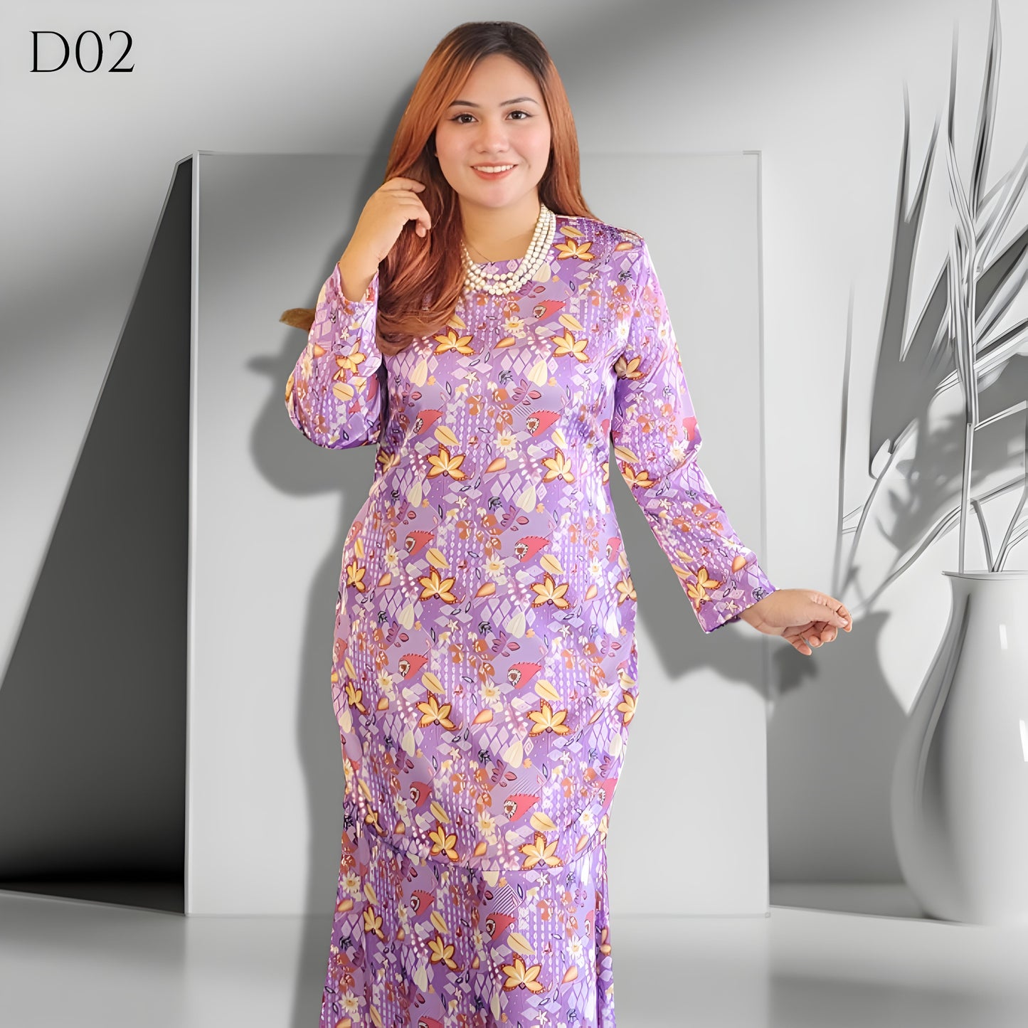 Set Baju Kurung Moden Batik Double Satin Digitel Printed B1