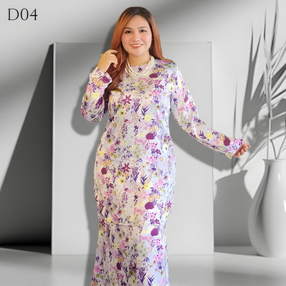 Set Baju Kurung Moden Batik Double Satin Digitel Printed B1