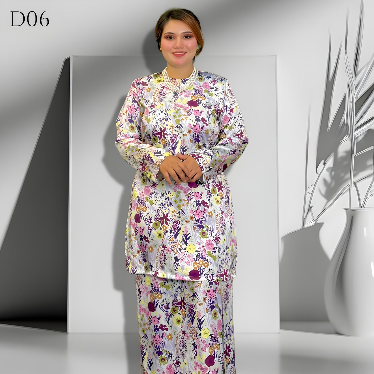 Set Baju Kurung Moden Batik Double Satin Digitel Printed B1