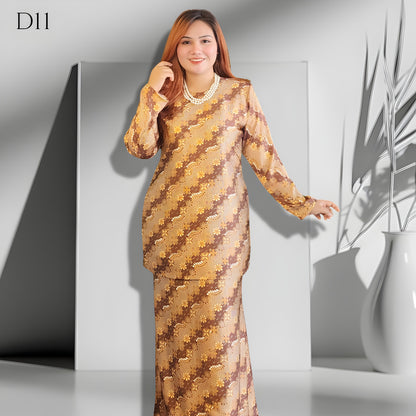 Set Baju Kurung Moden Batik Double Satin Digitel Printed B1