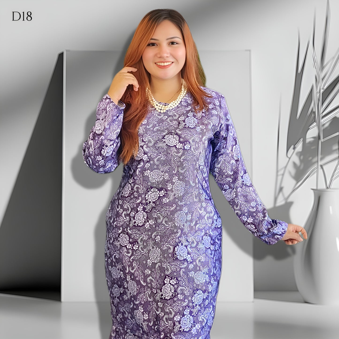 Set Baju Kurung Moden Batik Double Satin Digitel Printed B2