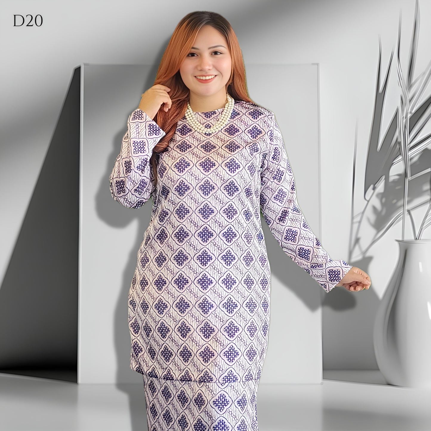 Set Baju Kurung Moden Batik Double Satin Digitel Printed B2