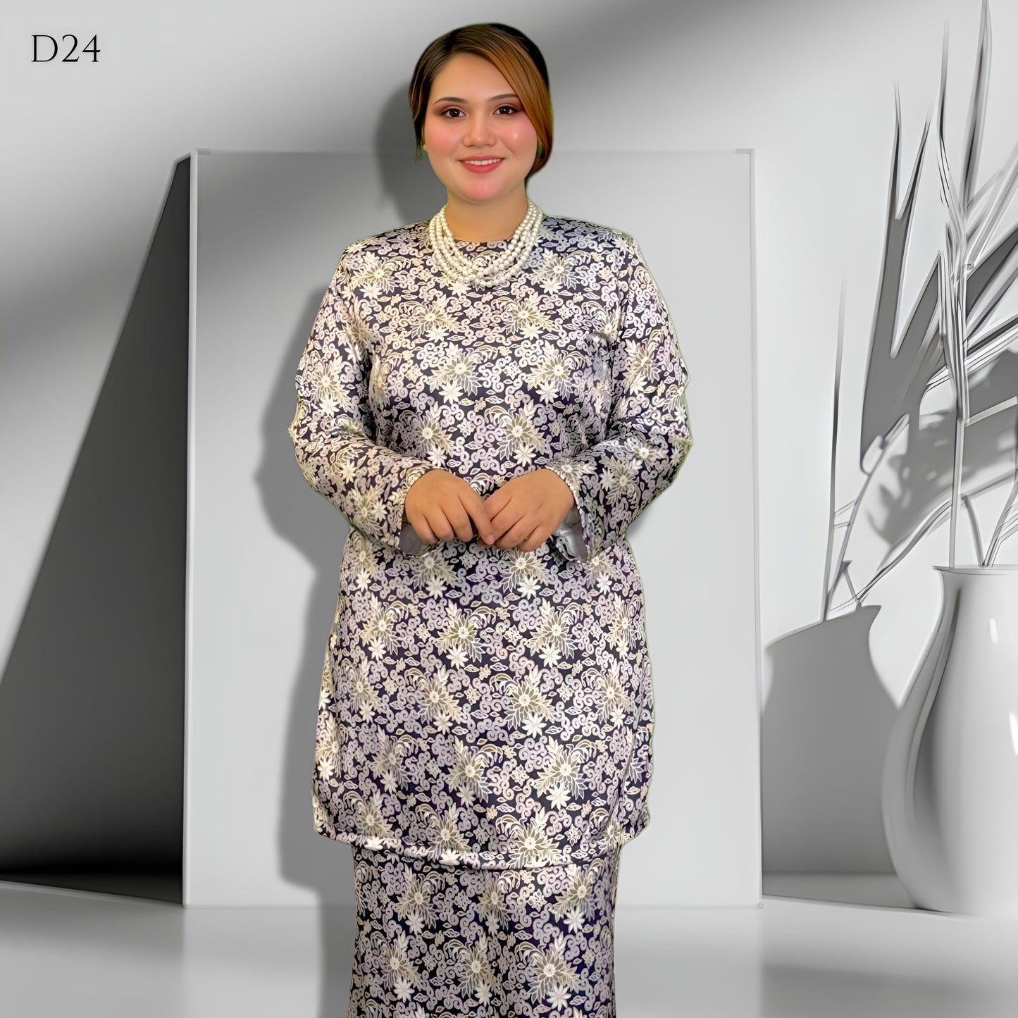 Set Baju Kurung Moden Batik Double Satin Digitel Printed B2