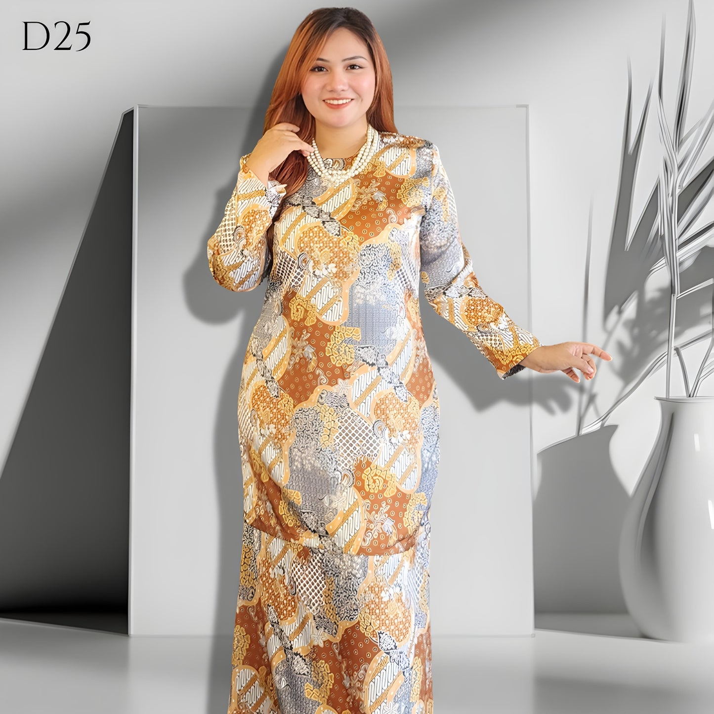 Set Baju Kurung Moden Batik Double Satin Digitel Printed B3