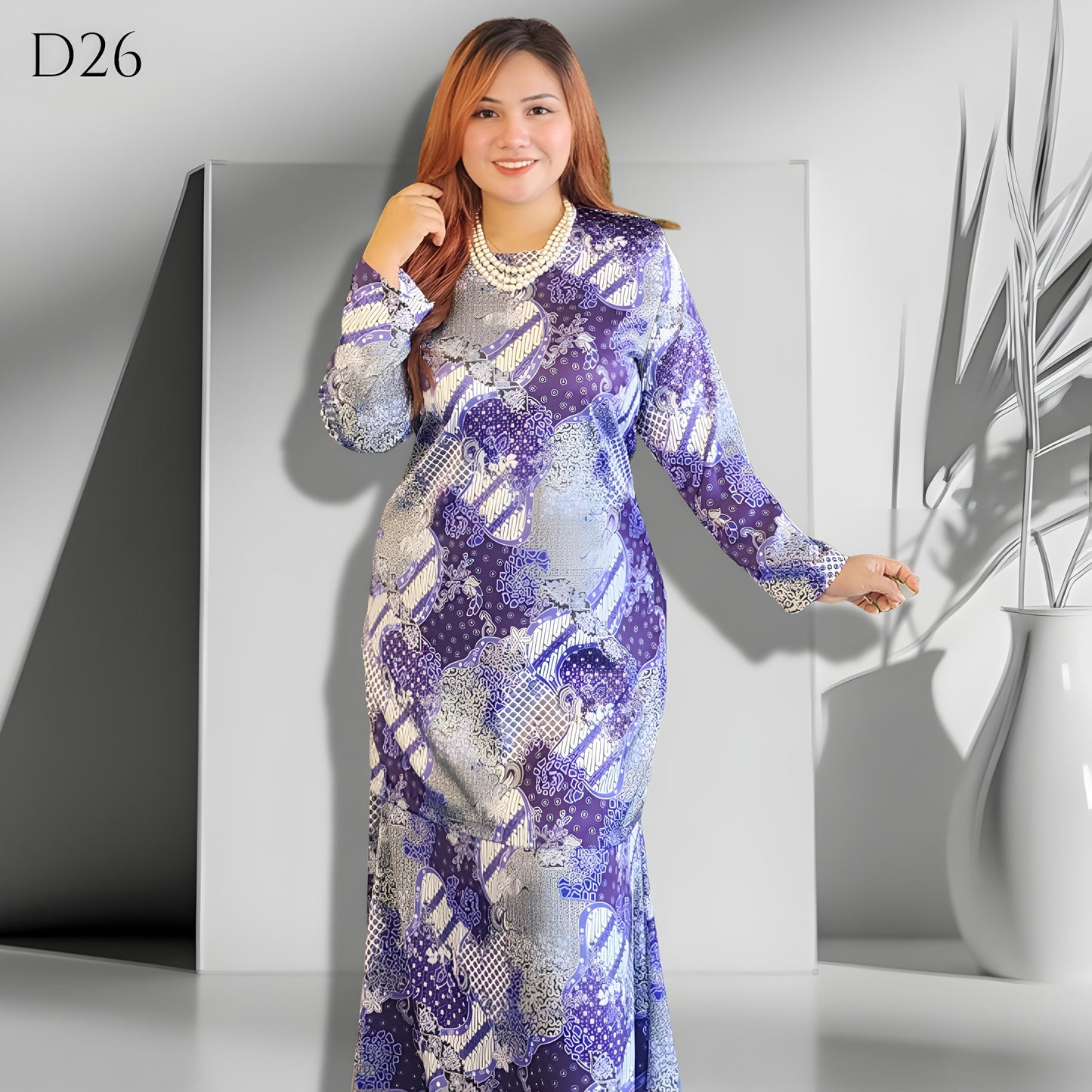 Set Baju Kurung Moden Batik Double Satin Digitel Printed B3