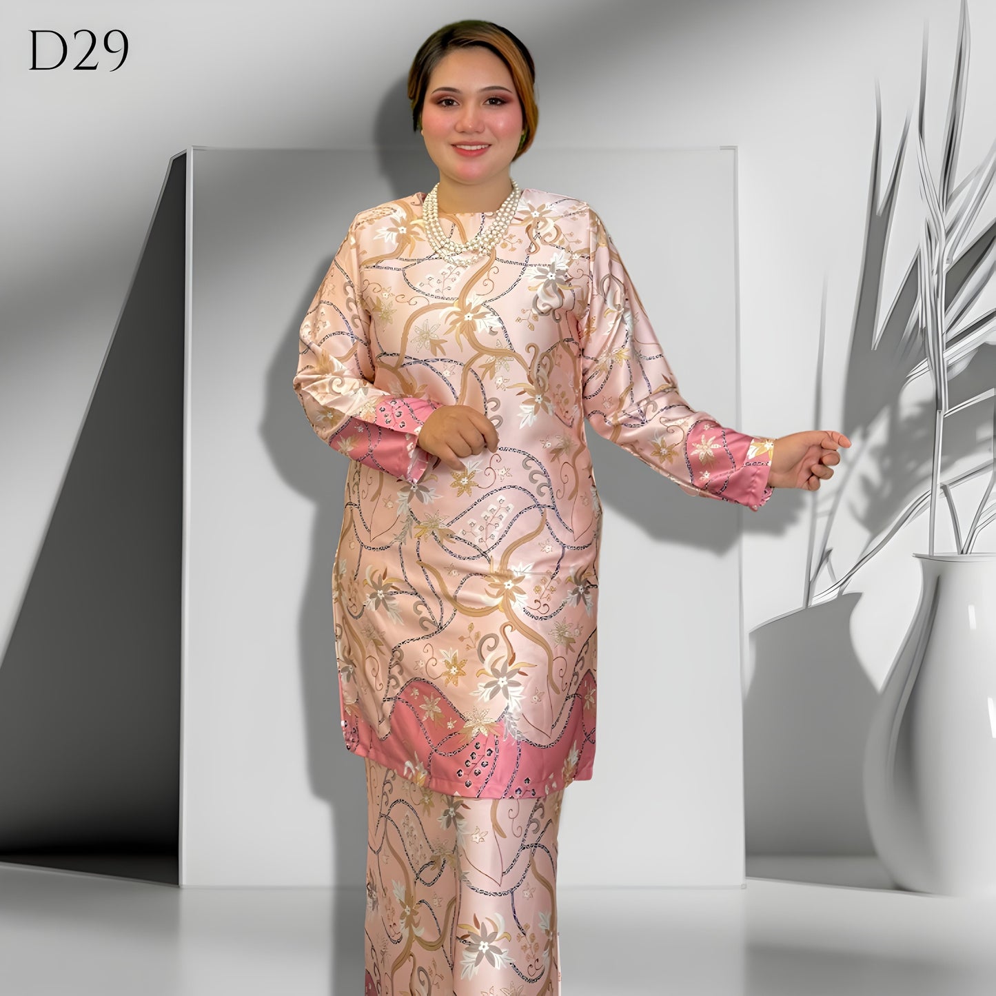 Set Baju Kurung Moden Batik Double Satin Digitel Printed B3