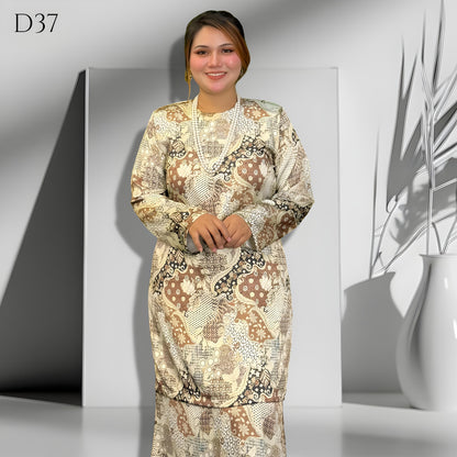 Set Baju Kurung Moden Batik Double Satin Digitel Printed B4