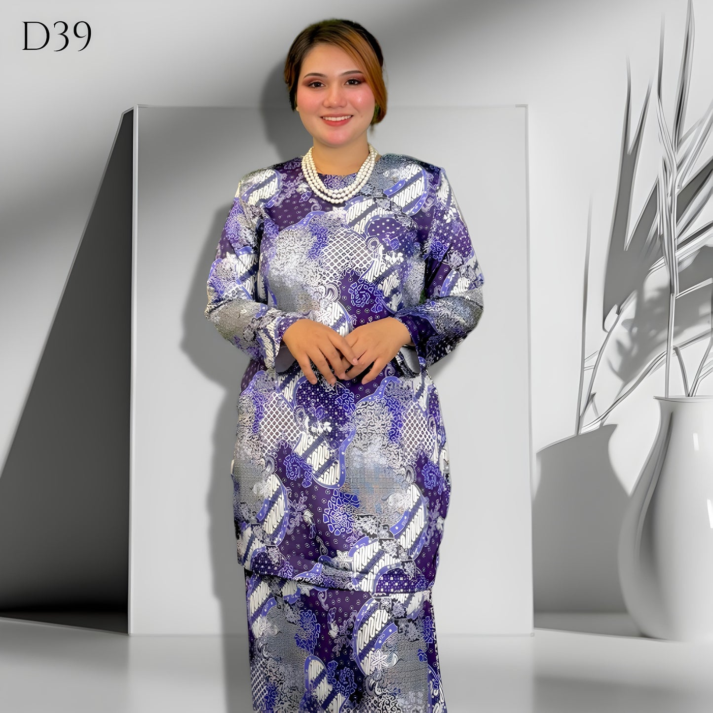 Set Baju Kurung Moden Batik Double Satin Digitel Printed B4