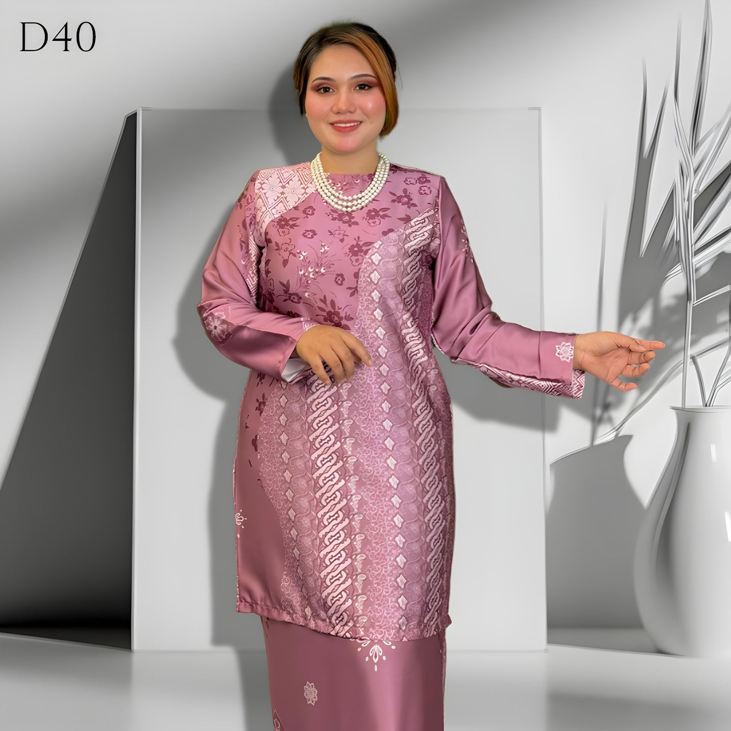 Set Baju Kurung Moden Batik Double Satin Digitel Printed B4