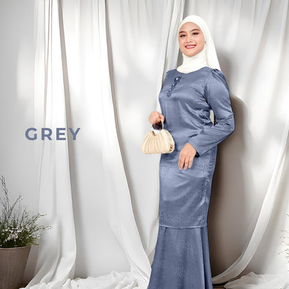 Set Baju Kurung Moden Satin Jacquard Blossom Raya 2025 Set Wanita Muslimah