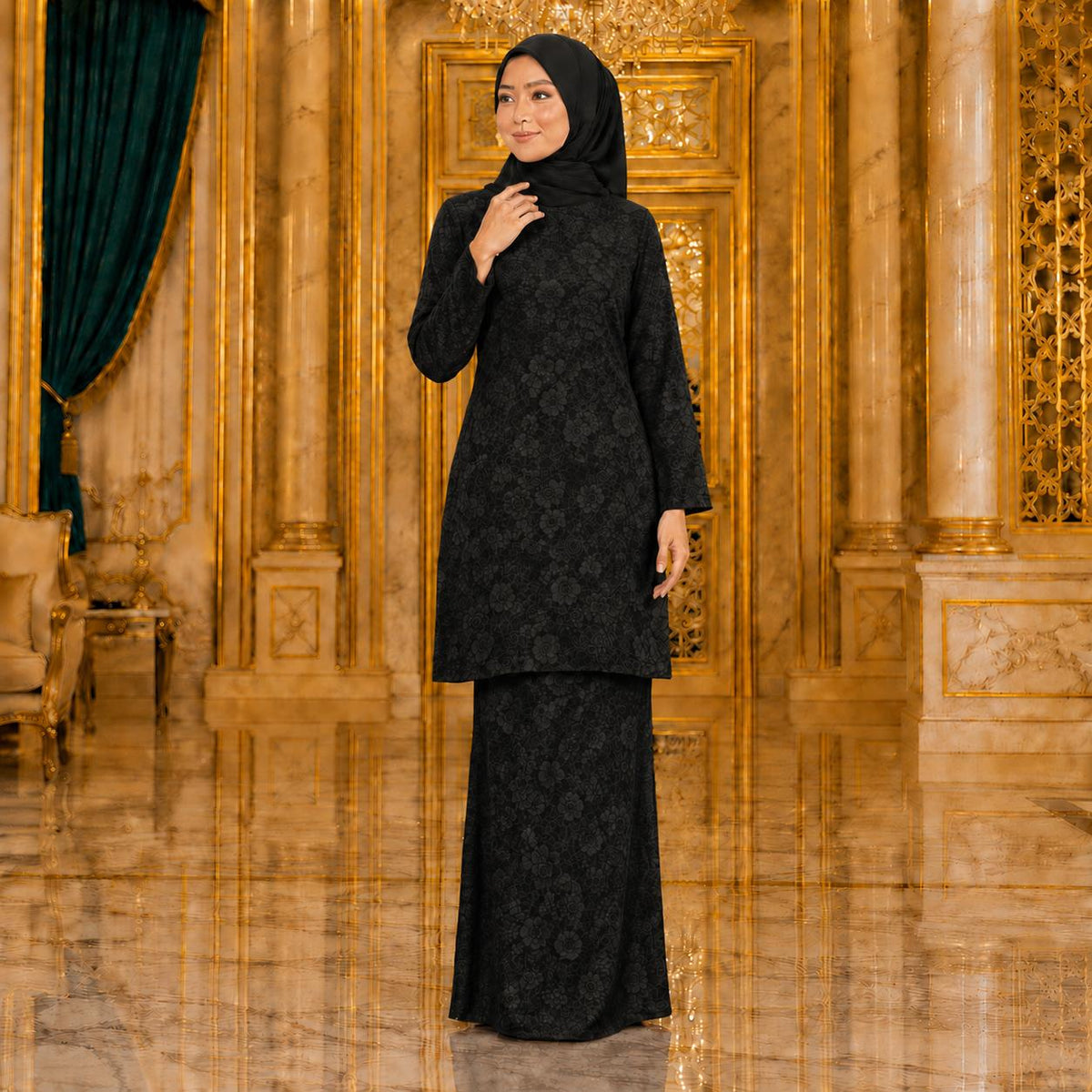 Suria Rose Kurung Moden - Velore Brocade Satin - Set Pakaian Fashion Wanita Muslimah