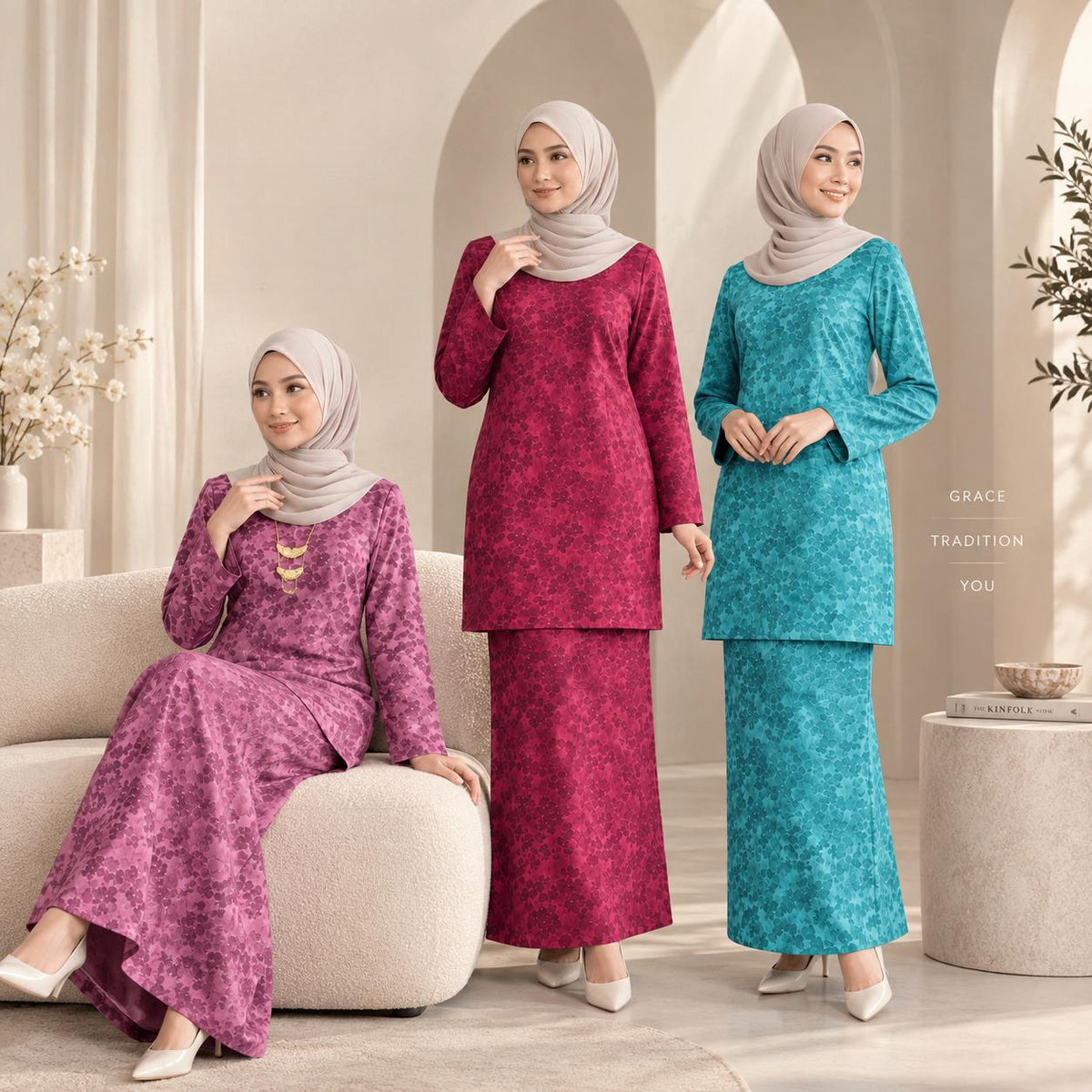 ARABELLA Kurung Moden Elegant Traditional - Vellore Brocade Satin Premium - Office Wear | Casual Wear - Fashion Wanita Muslimah