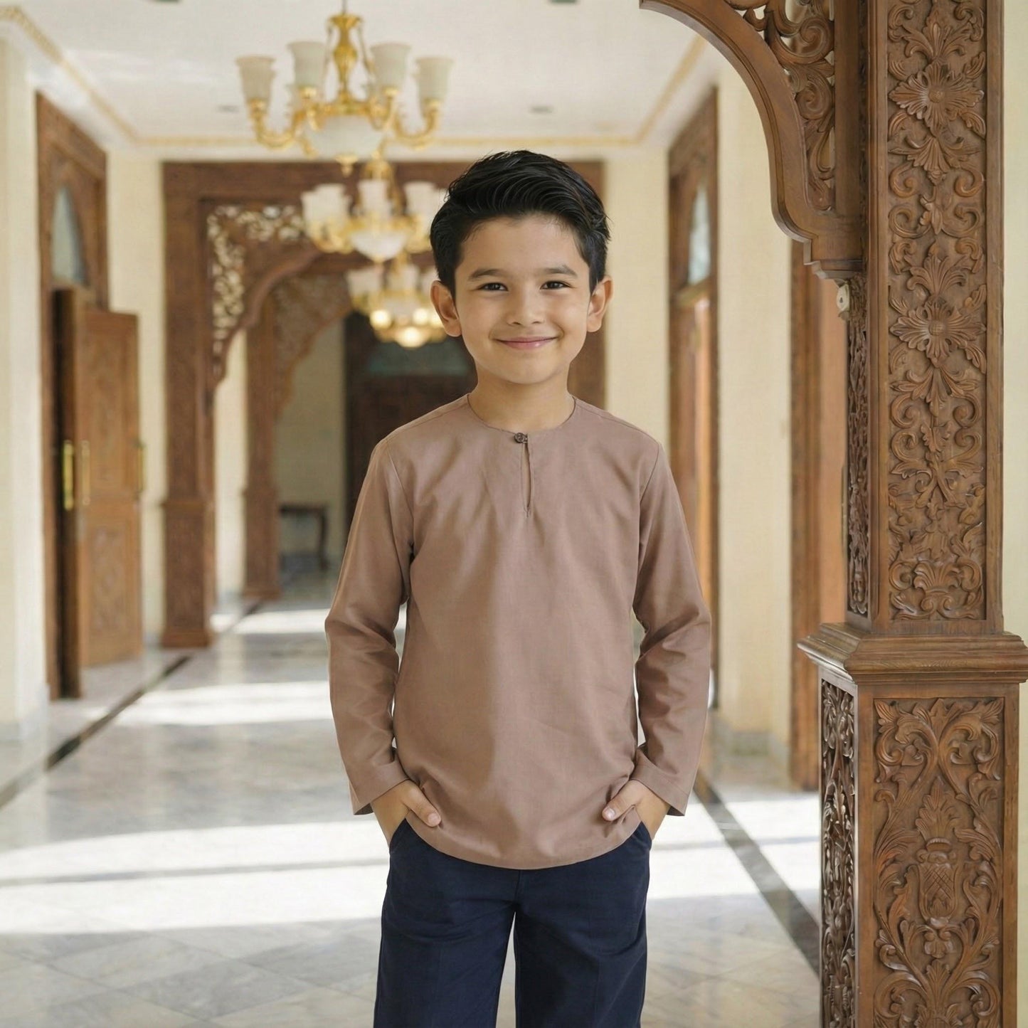 Kurta Kids Long Sleeve Osaka Cotton 2-12 Years (Khakis)