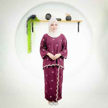 Set Baju Kurung Kedah Sulam Fashion Wanita Muslimah