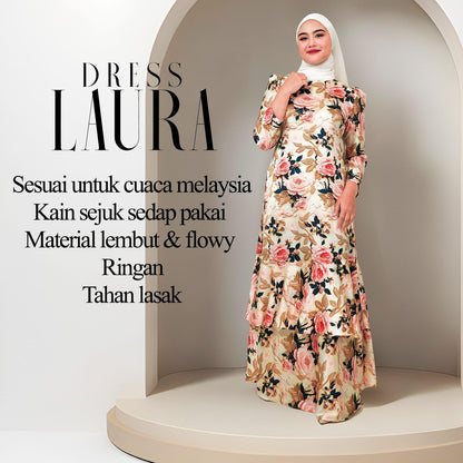 Dress Laura Mango 20D Baju Raya 2025 Fashion Wanita Muslimah