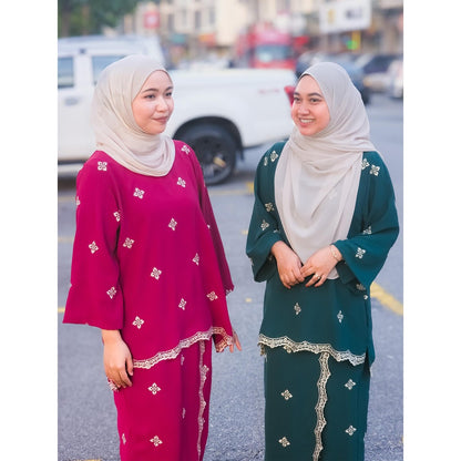 Set Baju Kurung Kedah Sulam Fashion Wanita Muslimah