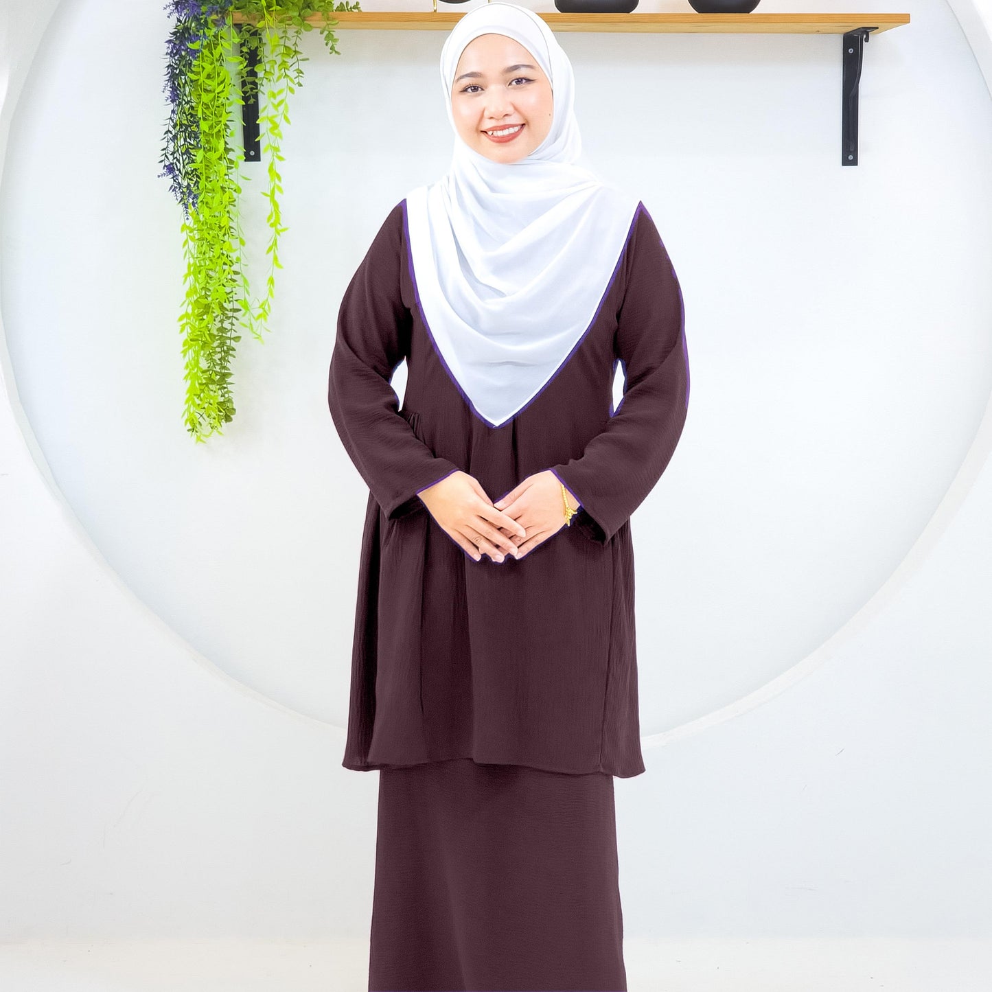 Amanda Kurung Riau Plain Pesak Gantung Pleated Fashion Wanita Muslimah