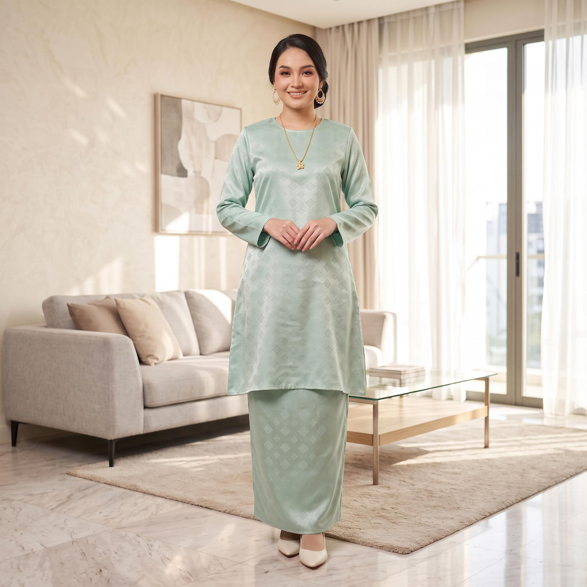ATELIA Kurung riau Corak Songket - Sutera Vietnam Premium - Modest Fashion Plus size - Casual Wear - Office Wear
