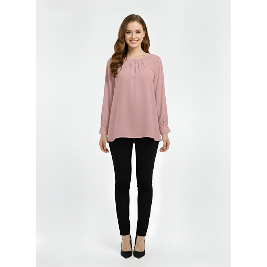 Victoria Blouse Casual Outfit Wanita Elegant Office & Casual Wear (Pink Lemondade)