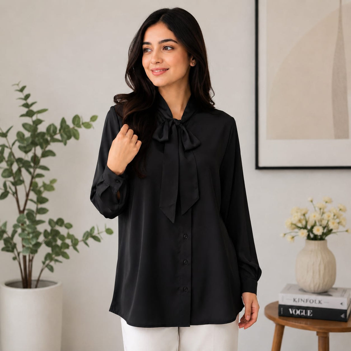 ADRIANA Blouse Mango Silk - Women Office Blouse - Long Sleeve Women Blouse - Premium Work Blouse