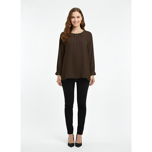 Victoria Blouse Casual Outfit Wanita Elegant Office & Casual Wear (Mocha)