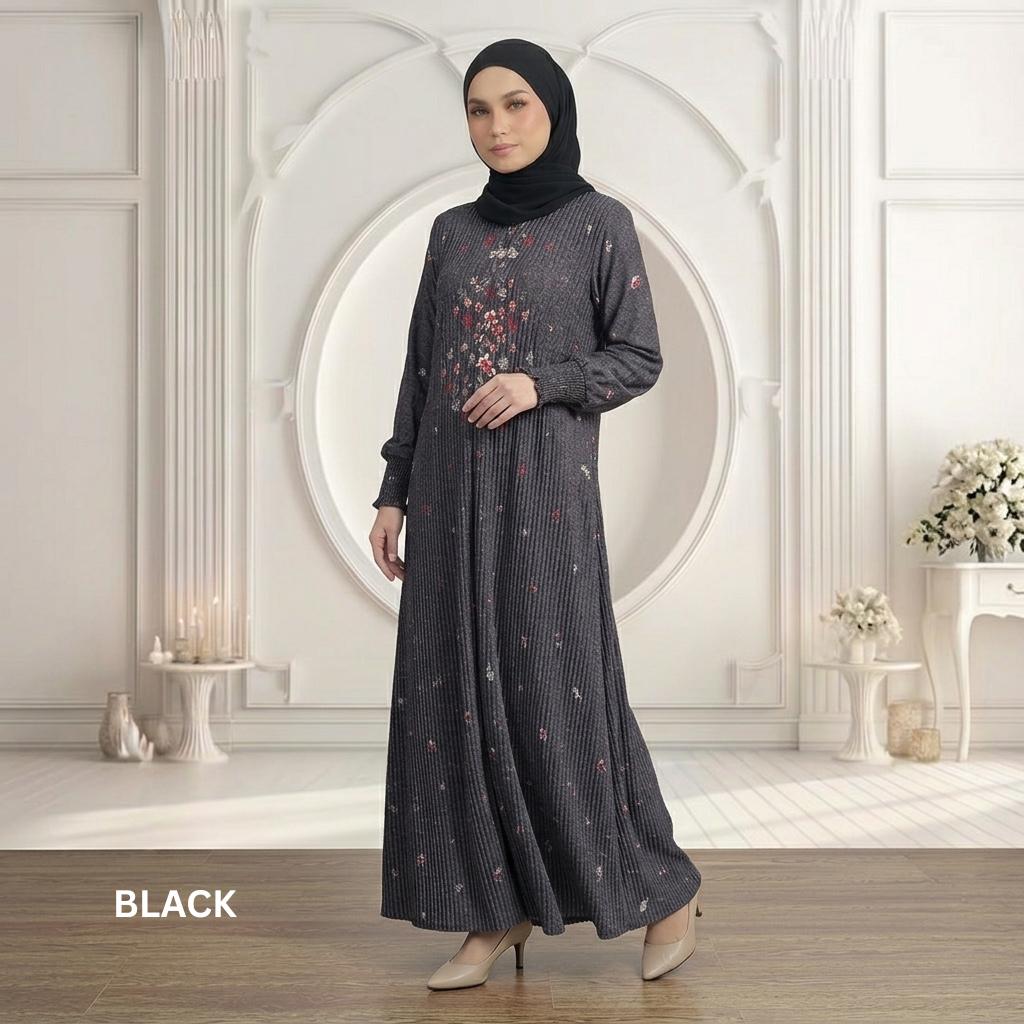 SORAYA Jubah Satin Jackquard Pleated Plus Size New Arrival Fashion Wanita Muslimah