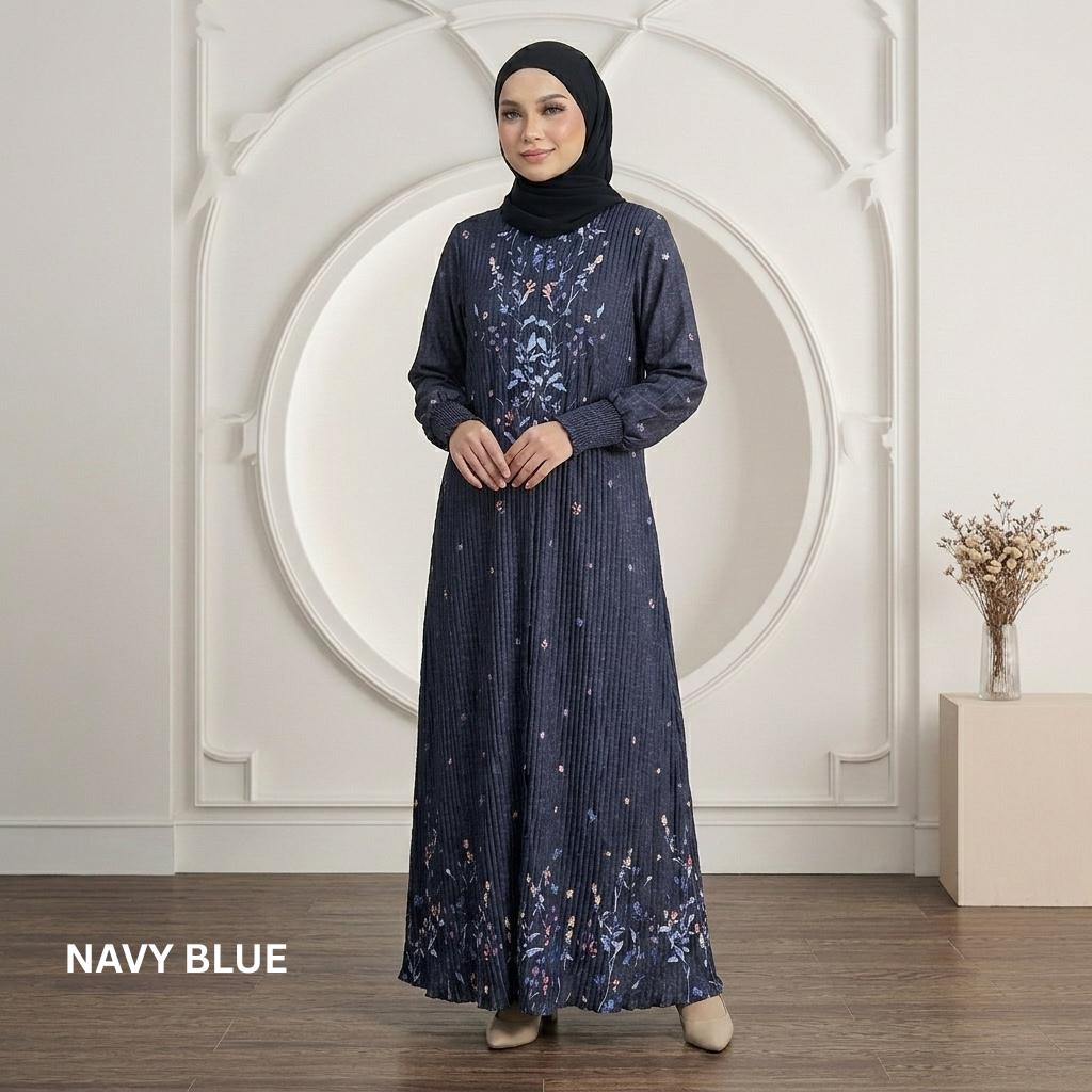 SORAYA Jubah Satin Jackquard Pleated Plus Size New Arrival Fashion Wanita Muslimah