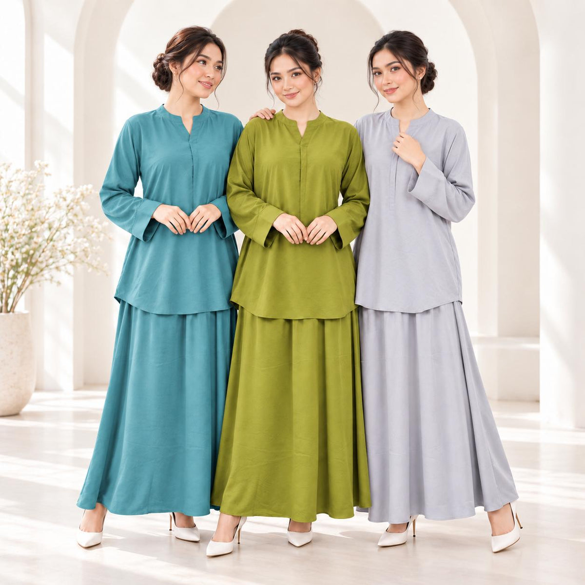 ALESA Set Skirt Baggy - Sutera Vietnam Mango - Loss Cutting Plus Size - Casual Wear Fashion Wanita