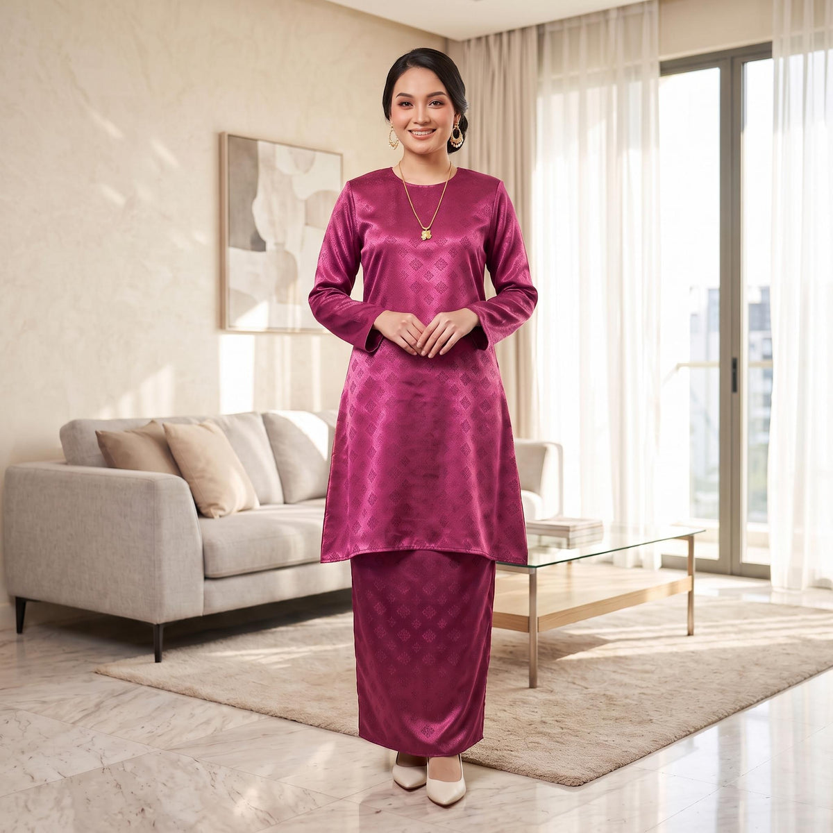 ATELIA Kurung riau Corak Songket - Sutera Vietnam Premium - Modest Fashion Plus size - Casual Wear - Office Wear