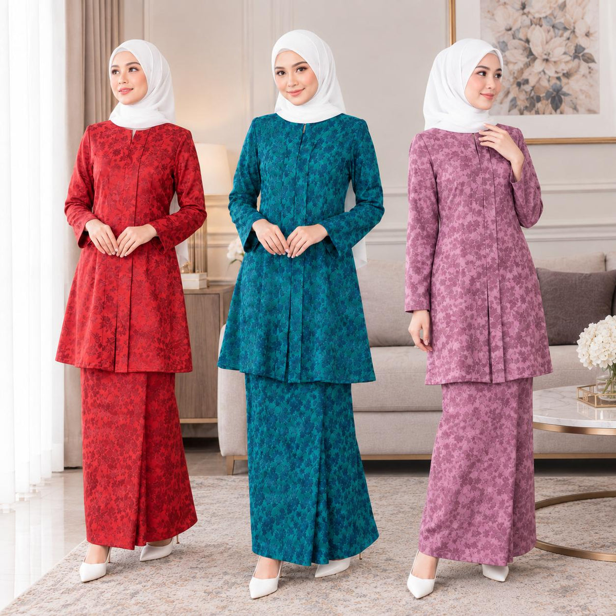 SERI MELATI Kurung Kebarung Kebaya Moden - Vellore Satin Premium - Office Wear - Casual Wear - Fashion Wanita Muslimah