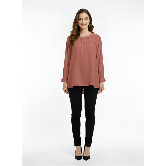 Victoria Blouse Casual Outfit Wanita Elegant Office & Casual Wear (Rose Pink)