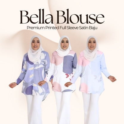 Bella Blouse Casual Solid Color Full Sleeve Satin Baju Wanita B2