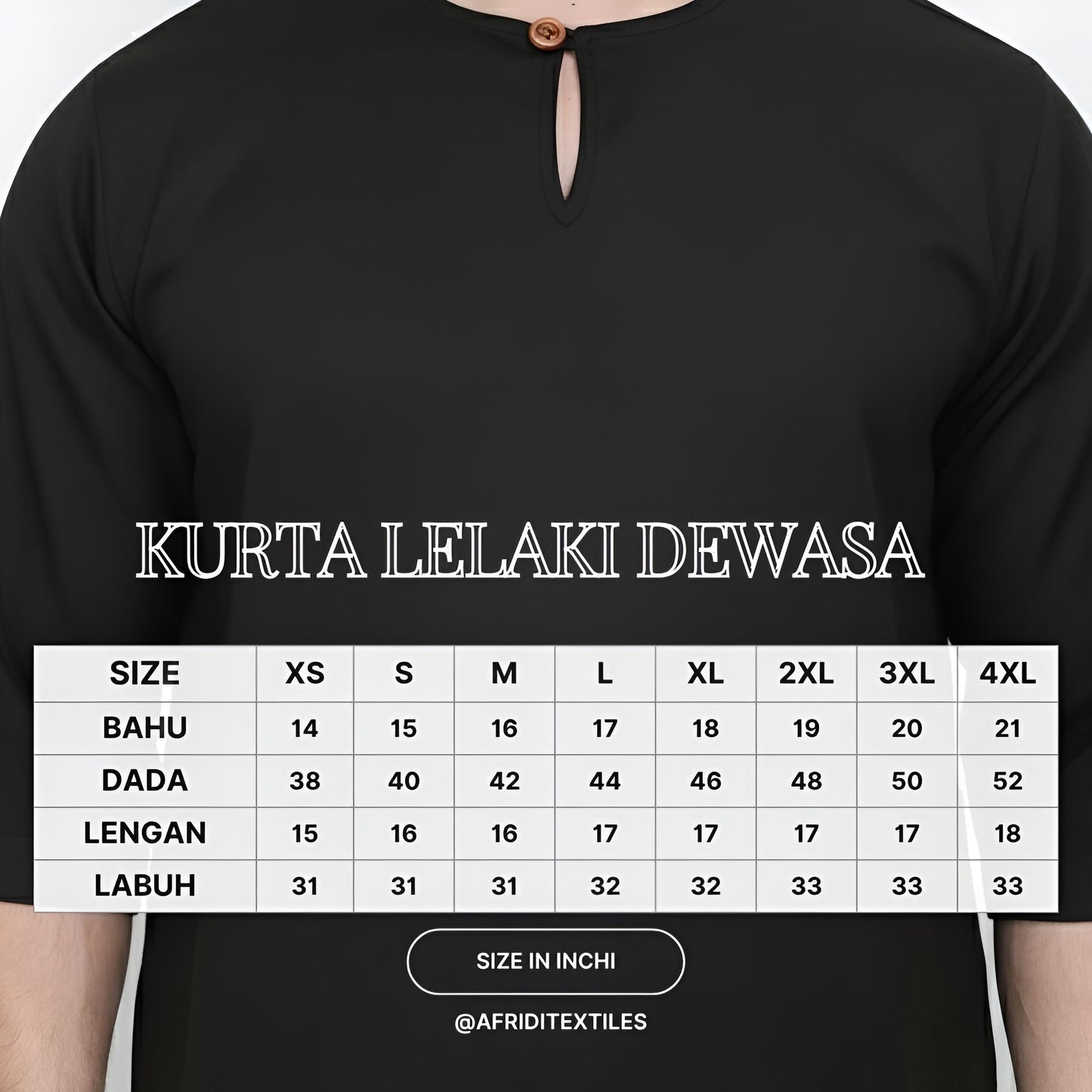 Kurta Lelaki Dewasa Tiga Suku Premium Crepe Dengan Wooded Button (Grey)