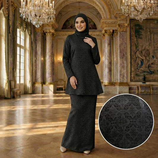 Amara Dolly Princess Satin Songket Embossed (Black)
