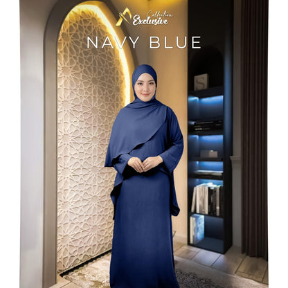 Set Elly Singlet Dress Labuh CEY Soft Cotton Ironless Fashion Wanita Muslimah