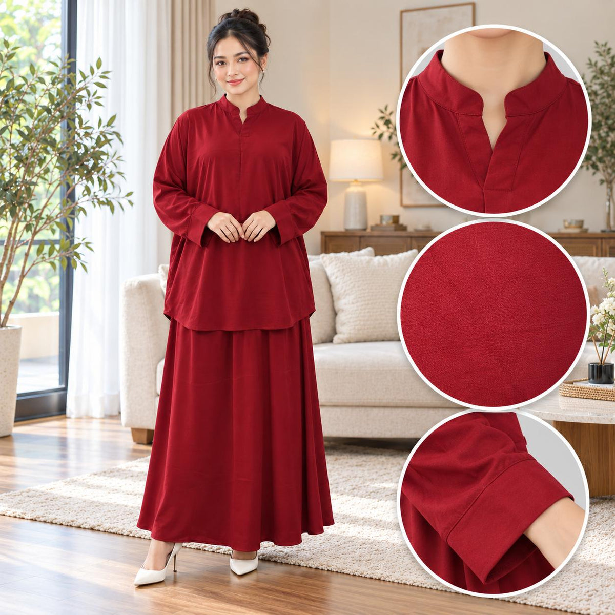 ALESA Set Skirt Baggy - Sutera Vietnam Mango - Loss Cutting Plus Size - Casual Wear Fashion Wanita
