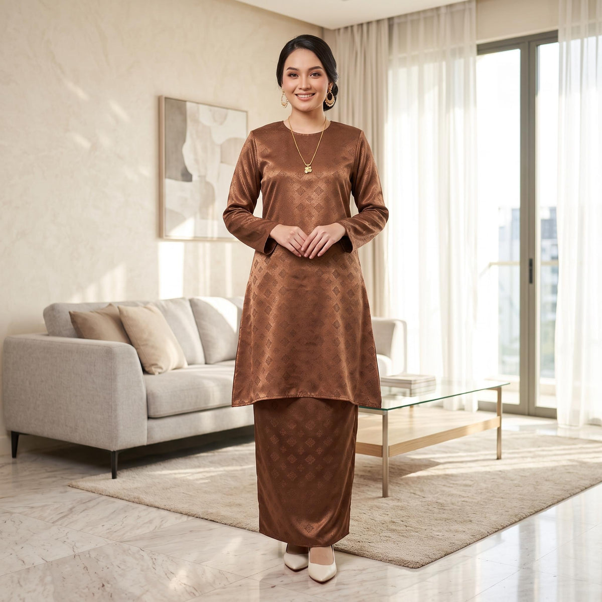 ATELIA Kurung riau Corak Songket - Sutera Vietnam Premium - Modest Fashion Plus size - Casual Wear - Office Wear