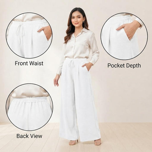 LUNA Palazo Wanita Wide Leg – White