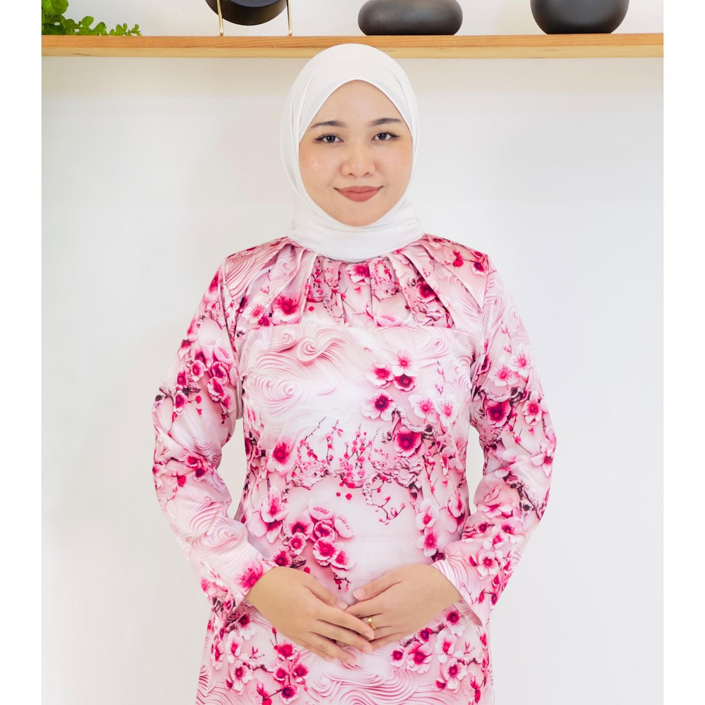 Set Baju Kurung Moden Kolar Kain Kipas Mango 20D Raya 2025 Fashion Wanita Muslimah 1
