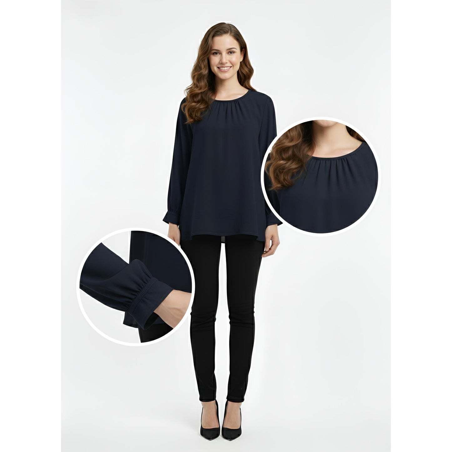 Victoria Blouse Casual Outfit Wanita Elegant Office & Casual Wear (Mocha)