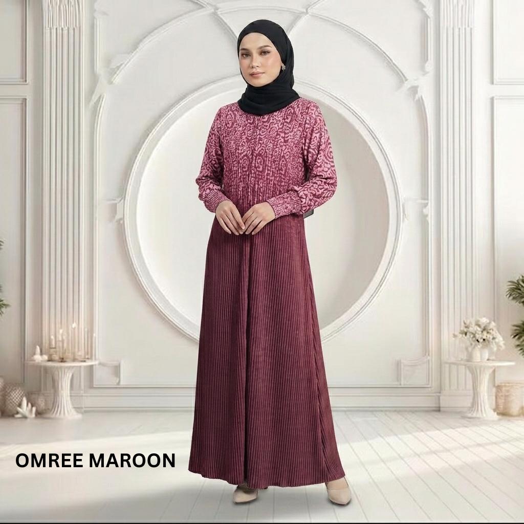 PARISA Jubah Satin Jackquard Pleated Plus Size New Arrival Fashion Wanita Muslimah
