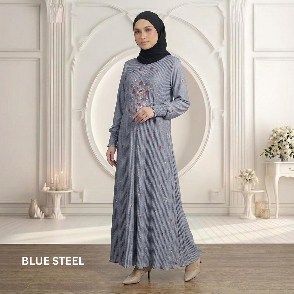 SORAYA Jubah Satin Jackquard Pleated Plus Size New Arrival Fashion Wanita Muslimah
