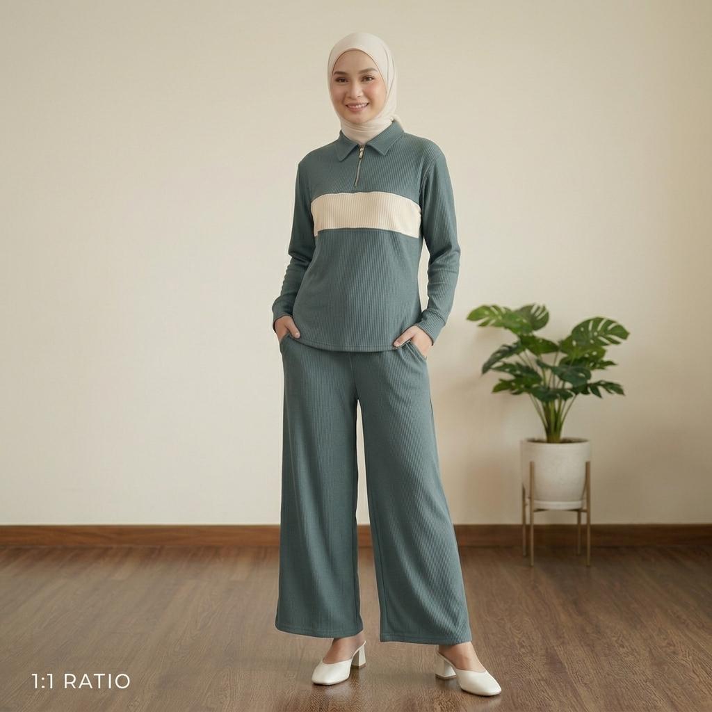 NEXUS Set Seluar Unisex 2 Piece Casual Set - Cotton Ribbed Corduroy Stretchable - Sports Set - Casual Wear