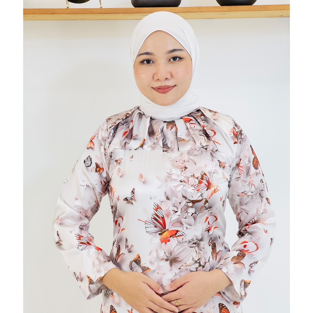 Set Baju Kurung Moden Kolar Kain Kipas Mango 20D Raya 2025 Fashion Wanita Muslimah 1