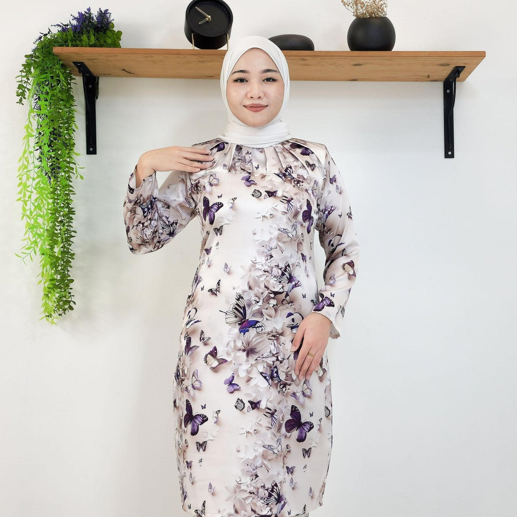 Set Baju Kurung Moden Kolar Kain Kipas Mango 20D Raya 2025 Fashion Wanita Muslimah 1