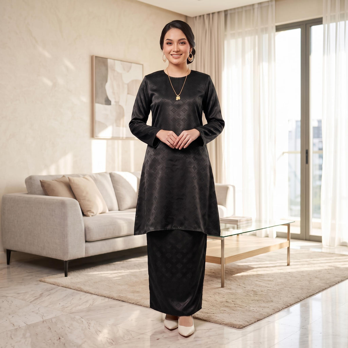 ATELIA Kurung riau Corak Songket - Sutera Vietnam Premium - Modest Fashion Plus size - Casual Wear - Office Wear