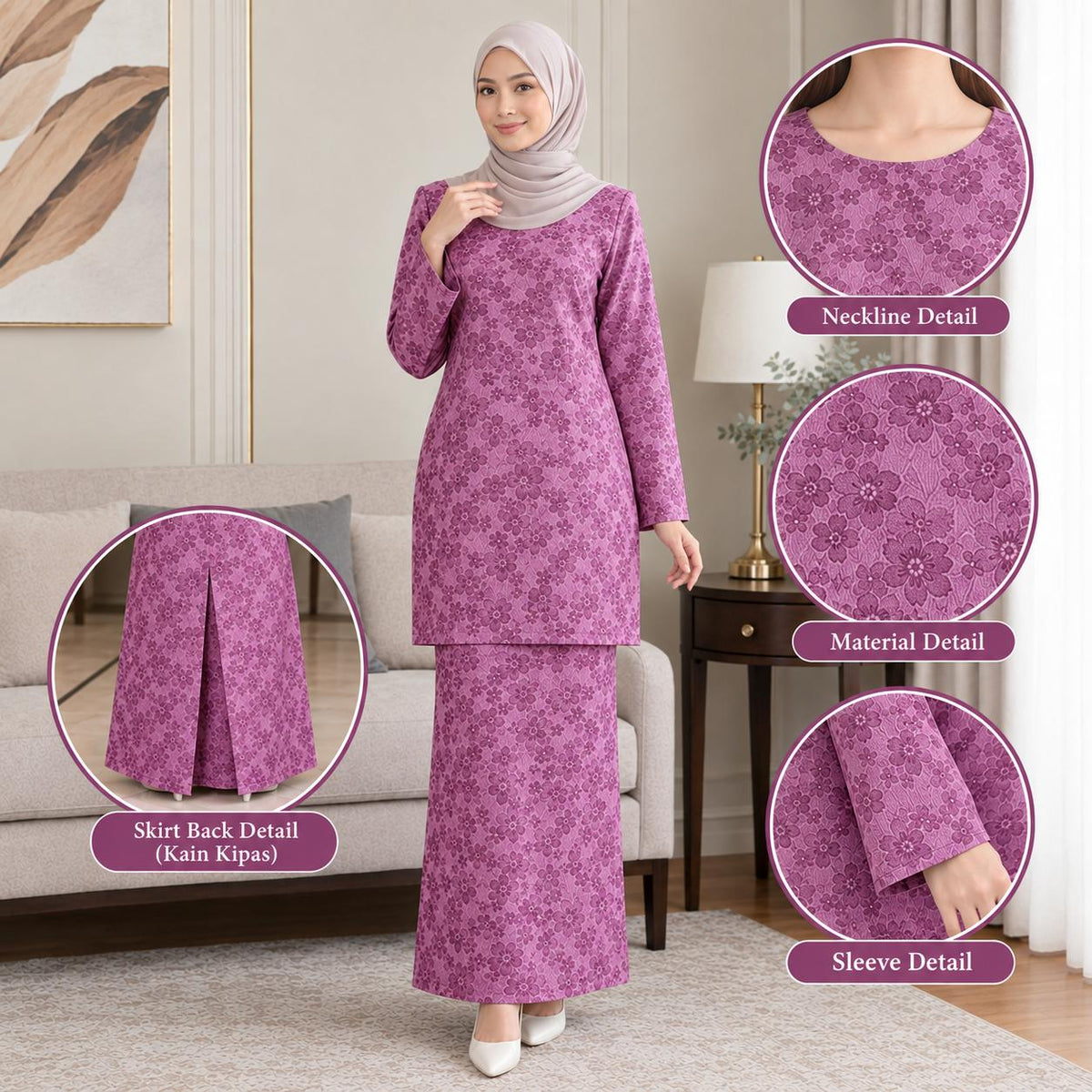 ARABELLA Kurung Moden Elegant Traditional - Vellore Brocade Satin Premium - Office Wear | Casual Wear - Fashion Wanita Muslimah