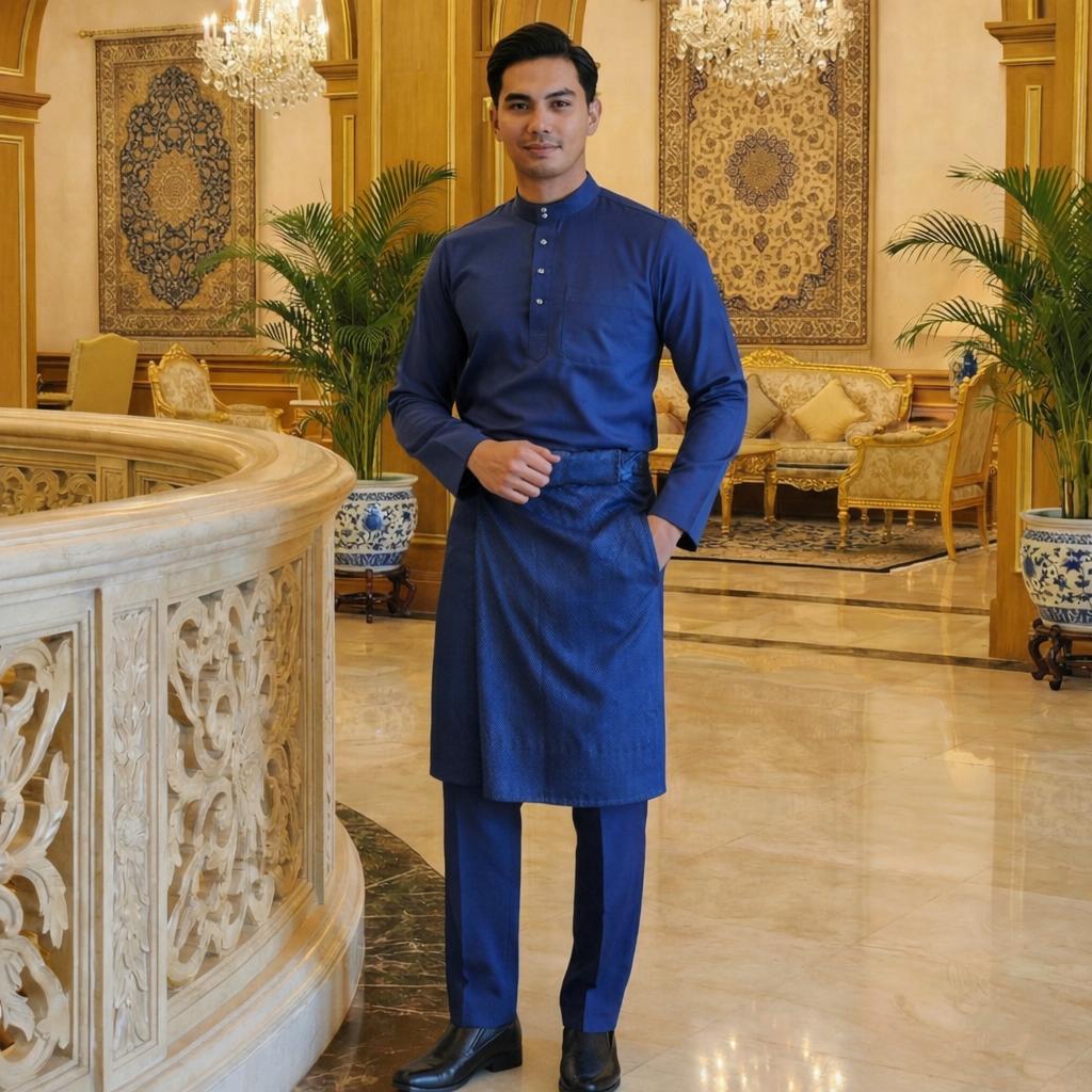 Baju Melayu Adult Pearl Skin - Top One Side Zip (Maroon)