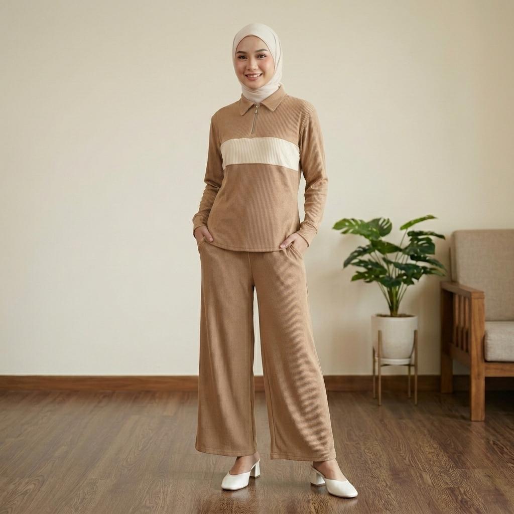 NEXUS Set Seluar Unisex 2 Piece Casual Set - Cotton Ribbed Corduroy Stretchable - Sports Set - Casual Wear